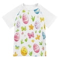 thumbnail image 1 of FORMRS Boys Rash Guard with Short Sleeves UPF 50+ Swim Shirts Sizes 3-12T, Colorful Easter Eggs, 1 of 6