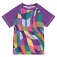 thumbnail image 1 of FORMRS Boys Rash Guard with Short Sleeves UPF 50+ Swim Shirts Sizes 3-12T, Colorful Wavy Pattern, 1 of 6