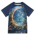 thumbnail image 1 of FORMRS Boys Rash Guard Short Sleeves Swim Shirt Quick Dry UPF 50+ Sun Protection, Sizes 3-12T, Crystal Moon, 1 of 6