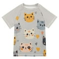 thumbnail image 1 of FORMRS Boys Rash Guard Short Sleeves Swim Shirt Quick Dry UPF 50+ Sun Protection, Sizes 3-12T, Cute Cartoon Cat, 1 of 6