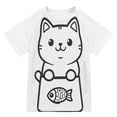 thumbnail image 1 of FORMRS Boys Rash Guard Short Sleeves Swim Shirt Quick Dry UPF 50+ Sun Protection, Sizes 3-12T, Cute Chubby Cat, 1 of 6