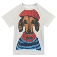 thumbnail image 1 of FORMRS Boys Rash Guard Short Sleeves Swim Shirt Quick Dry UPF 50+ Sun Protection, Sizes 3-12T, Cute Dog Artist, 1 of 6