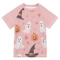 thumbnail image 1 of FORMRS Boys Rash Guard Short Sleeves Swim Shirt Quick Dry UPF 50+ Sun Protection, Sizes 3-12T, Cute Pink Halloween, 1 of 6