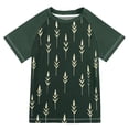 thumbnail image 1 of FORMRS Boys Rash Guard Short Sleeves Swim Shirt Quick Dry UPF 50+ Sun Protection, Sizes 3-12T, Dark Green Plants, 1 of 6