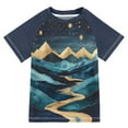 thumbnail image 1 of FORMRS Boys Rash Guard with Short Sleeves UPF 50+ Swim Shirts Sizes 3-12T, Dark Mountains, 1 of 6