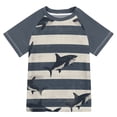 thumbnail image 1 of FORMRS Boys Rash Guard Short Sleeves Swim Shirt Quick Dry UPF 50+ Sun Protection, Sizes 3-12T, Dark Sharks, 1 of 6
