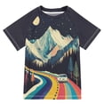 thumbnail image 1 of FORMRS Boys Rash Guard Short Sleeves Swim Shirt Quick Dry UPF 50+ Sun Protection, Sizes 3-12T, Evening Mountain Road, 1 of 6