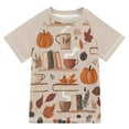 thumbnail image 1 of FORMRS Boys Rash Guard with Short Sleeves UPF 50+ Swim Shirts Sizes 3-12T, Fall Acorns Pattern, 1 of 6