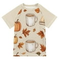 thumbnail image 1 of FORMRS Boys Rash Guard with Short Sleeves UPF 50+ Swim Shirts Sizes 3-12T, Fall Mug Pattern, 1 of 6