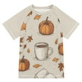 thumbnail image 1 of FORMRS Boys Rash Guard with Short Sleeves UPF 50+ Swim Shirts Sizes 3-12T, Fall Pumpkin Pattern, 1 of 6