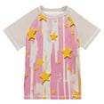 thumbnail image 1 of FORMRS Boys Rash Guard with Short Sleeves UPF 50+ Swim Shirts Sizes 3-12T, Flat Yellow Stars, 1 of 6