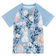 thumbnail image 1 of FORMRS Boys Rash Guard Short Sleeves Swim Shirt Quick Dry UPF 50+ Sun Protection, Sizes 3-12T, Floral Easter Rabbits, 1 of 6