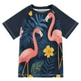 thumbnail image 1 of FORMRS Boys Rash Guard Short Sleeves Swim Shirt Quick Dry UPF 50+ Sun Protection, Sizes 3-12T, Floral Flamingo, 1 of 6