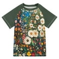 thumbnail image 1 of FORMRS Boys Rash Guard Short Sleeves Swim Shirt Quick Dry UPF 50+ Sun Protection, Sizes 3-12T, Floral Garden, 1 of 6