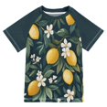 thumbnail image 1 of FORMRS Boys Rash Guard Short Sleeves Swim Shirt Quick Dry UPF 50+ Sun Protection, Sizes 3-12T, Floral Lemons, 1 of 6