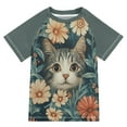 thumbnail image 1 of FORMRS Boys Rash Guard with Short Sleeves UPF 50+ Swim Shirts Sizes 3-12T, Flowers Cat, 1 of 6