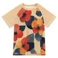 thumbnail image 1 of FORMRS Boys Rash Guard with Short Sleeves UPF 50+ Swim Shirts Sizes 3-12T, Flowers Pattern, 1 of 6