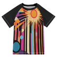 thumbnail image 1 of FORMRS Boys Rash Guard Short Sleeves Swim Shirt Quick Dry UPF 50+ Sun Protection, Sizes 3-12T, Futuristic Sun, 1 of 6