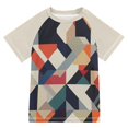 thumbnail image 1 of FORMRS Boys Rash Guard with Short Sleeves UPF 50+ Swim Shirts Sizes 3-12T, Geometric Pattern, 1 of 6