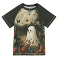thumbnail image 1 of FORMRS Boys Rash Guard Short Sleeves Swim Shirt Quick Dry UPF 50+ Sun Protection, Sizes 3-12T, Ghost in Strawberry Fields, 1 of 6