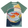 thumbnail image 1 of FORMRS Boys Rash Guard Short Sleeves Swim Shirt Quick Dry UPF 50+ Sun Protection, Sizes 3-12T, Goldfish Bowl, 1 of 6