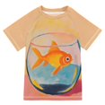thumbnail image 1 of FORMRS Boys Rash Guard Short Sleeves Swim Shirt Quick Dry UPF 50+ Sun Protection, Sizes 3-12T, Goldfish, 1 of 6