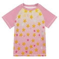 thumbnail image 1 of FORMRS Boys Rash Guard Short Sleeves Swim Shirt Quick Dry UPF 50+ Sun Protection, Sizes 3-12T, Gradient Pink Stars, 1 of 6