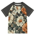 thumbnail image 1 of FORMRS Boys Rash Guard Short Sleeves Swim Shirt Quick Dry UPF 50+ Sun Protection, Sizes 3-12T, Gray Floral Pattern, 1 of 6