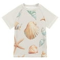 thumbnail image 1 of FORMRS Boys Rash Guard Short Sleeves Swim Shirt Quick Dry UPF 50+ Sun Protection, Sizes 3-12T, Gray Seashell, 1 of 6
