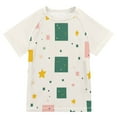 thumbnail image 1 of FORMRS Boys Rash Guard Short Sleeves Swim Shirt Quick Dry UPF 50+ Sun Protection, Sizes 3-12T, Green Abstract Pattern, 1 of 6
