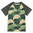 thumbnail image 1 of FORMRS Boys Rash Guard with Short Sleeves UPF 50+ Swim Shirts Sizes 3-12T, Green Abstract Shapes, 1 of 6