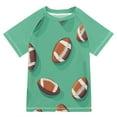 thumbnail image 1 of FORMRS Boys Rash Guard with Short Sleeves UPF 50+ Swim Shirts Sizes 3-12T, Green American Footballs, 1 of 6