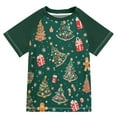 thumbnail image 1 of FORMRS Boys Rash Guard with Short Sleeves UPF 50+ Swim Shirts Sizes 3-12T, Green Christmas Gingerbread, 1 of 6