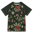 thumbnail image 1 of FORMRS Boys Rash Guard with Short Sleeves UPF 50+ Swim Shirts Sizes 3-12T, Green Christmas Holly, 1 of 6