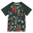 thumbnail image 1 of FORMRS Boys Rash Guard with Short Sleeves UPF 50+ Swim Shirts Sizes 3-12T, Green Christmas, 1 of 6