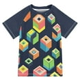 thumbnail image 1 of FORMRS Boys Rash Guard with Short Sleeves UPF 50+ Swim Shirts Sizes 3-12T, Green Cubes, 1 of 6