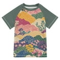 thumbnail image 1 of FORMRS Boys Rash Guard with Short Sleeves UPF 50+ Swim Shirts Sizes 3-12T, Green Floral Wave, 1 of 6