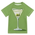 thumbnail image 1 of FORMRS Boys Rash Guard with Short Sleeves UPF 50+ Swim Shirts Sizes 3-12T, Green Martini Glass, 1 of 6