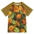 thumbnail image 1 of FORMRS Boys Rash Guard with Short Sleeves UPF 50+ Swim Shirts Sizes 3-12T, Green Retro Leaves, 1 of 6