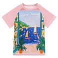 thumbnail image 1 of FORMRS Boys Rash Guard Short Sleeves Swim Shirt Quick Dry UPF 50+ Sun Protection, Sizes 3-12T, Green Seaside, 1 of 6