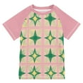 thumbnail image 1 of FORMRS Boys Rash Guard with Short Sleeves UPF 50+ Swim Shirts Sizes 3-12T, Green Symmetrical Stars, 1 of 6