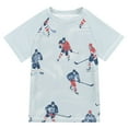 thumbnail image 1 of FORMRS Boys Rash Guard with Short Sleeves UPF 50+ Swim Shirts Sizes 3-12T, Hockey Action Zone, 1 of 6