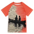 thumbnail image 1 of FORMRS Boys Rash Guard Short Sleeves Swim Shirt Quick Dry UPF 50+ Sun Protection, Sizes 3-12T, Illusionary Boat, 1 of 6