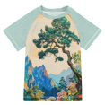 thumbnail image 1 of FORMRS Boys Rash Guard Short Sleeves Swim Shirt Quick Dry UPF 50+ Sun Protection, Sizes 3-12T, Large Pine Tree, 1 of 6