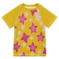 thumbnail image 1 of FORMRS Boys Rash Guard with Short Sleeves UPF 50+ Swim Shirts Sizes 3-12T, Large Pink Stars, 1 of 6