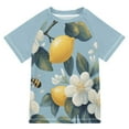 thumbnail image 1 of FORMRS Boys Rash Guard with Short Sleeves UPF 50+ Swim Shirts Sizes 3-12T, Lemon Pattern, 1 of 6