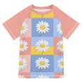 thumbnail image 1 of FORMRS Boys Rash Guard Short Sleeves Swim Shirt Quick Dry UPF 50+ Sun Protection, Sizes 3-12T, Light Blue Daisy, 1 of 6