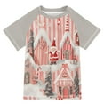 thumbnail image 1 of FORMRS Boys Rash Guard with Short Sleeves UPF 50+ Swim Shirts Sizes 3-12T, Light Pink Gingerbread Houses, 1 of 6