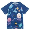 thumbnail image 1 of FORMRS Boys Rash Guard with Short Sleeves UPF 50+ Swim Shirts Sizes 3-12T, Light Pink Jellyfish, 1 of 6