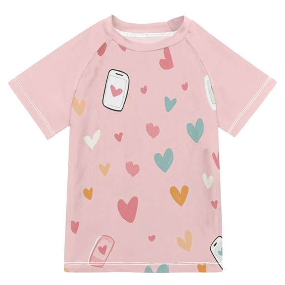 FORMRS Boys Rash Guard with Short Sleeves UPF 50  Swim Shirts Sizes 3-12T, Love in The Air